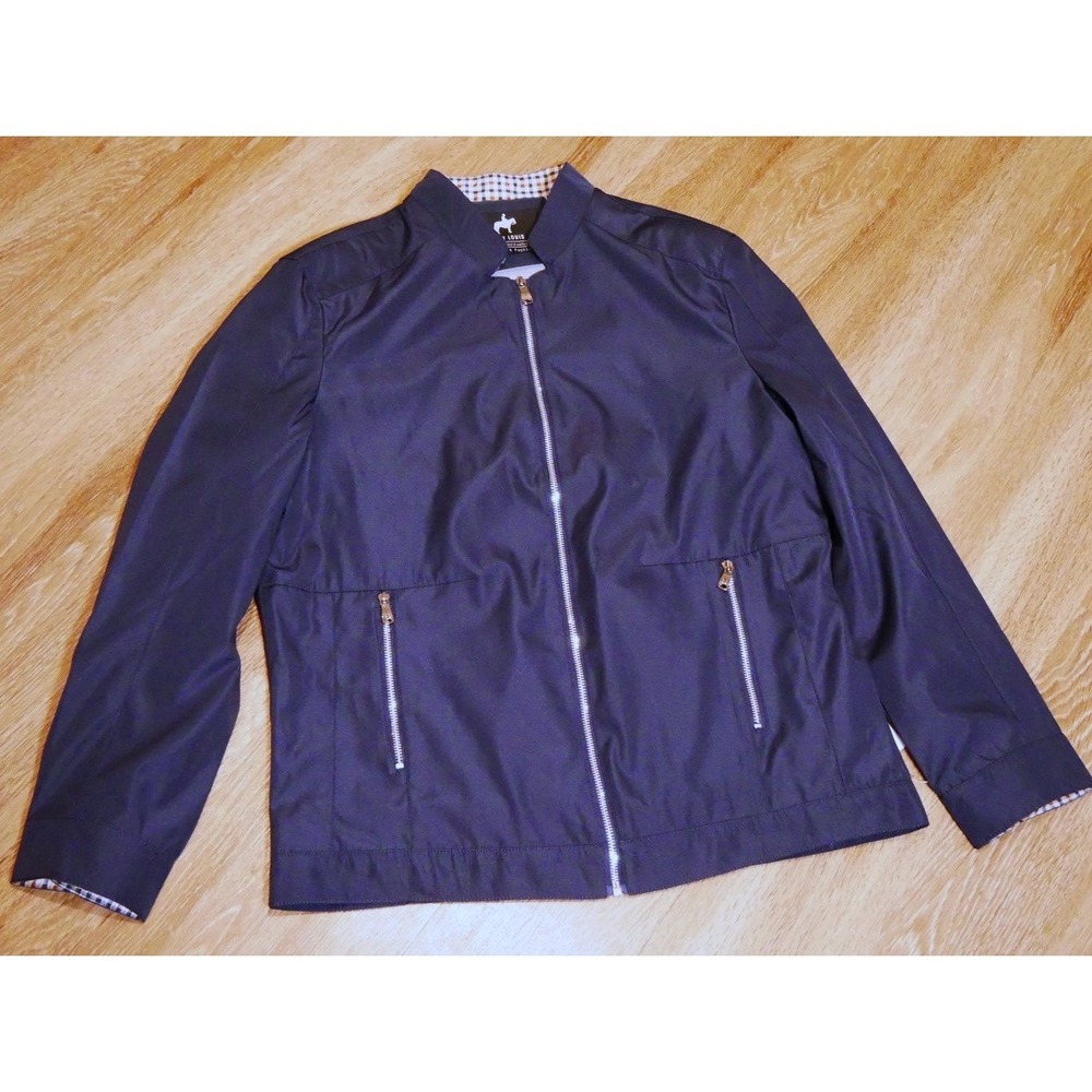West Louis Men's‎ Navy Blue Stand-Up Collar Full Zip Windbreaker Jacket